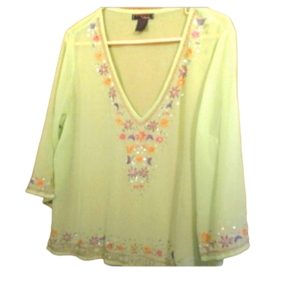 Vintage boho peasant sheer top xl jrs